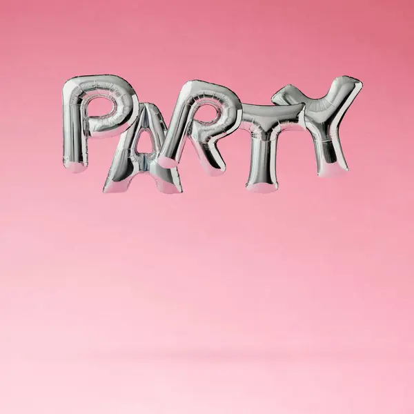Buchstabenförmige Heliumballons Schweben Auf Rosa Pastellgrund Und Buchstabieren Das Wort — Stockfoto