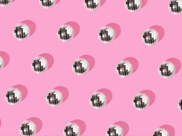 Дискотечні Кульки Пастельному Рожевому Фоні — стокове фото