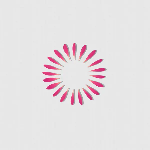 Daire içinde düzenlenmiş çiçek yaprakları. En az kavramı. Düz Lay.