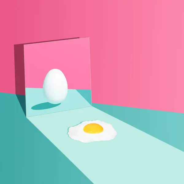 Yumurta Aynayla Yaratıcı Paskalya Konsepti — Stok fotoğraf