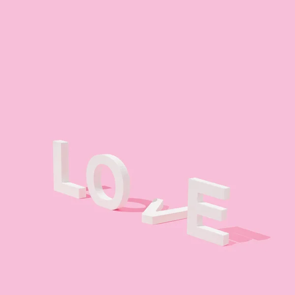 Drewniane Litery Słowo Love Ostrymi Cieniami Różowym Tle Użyj Walentynki — Zdjęcie stockowe