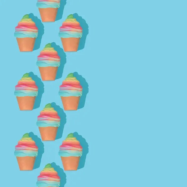 파스텔 배경에 다채로운 아이스크림 패턴입니다 크리에이 최소한의 로열티 프리 스톡 이미지