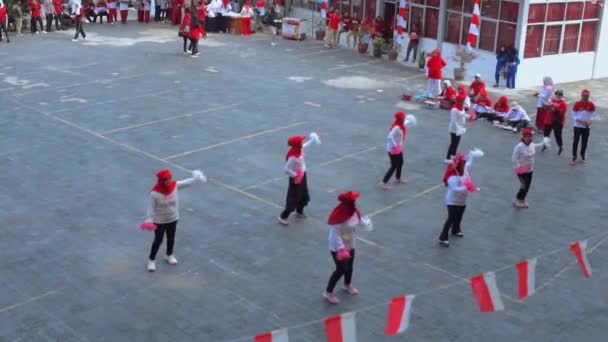 Bengkulu Indonesia Agustus 2023 Sekelompok Pesenam Perempuan Berpartisipasi Dalam Kompetisi — Stok Video