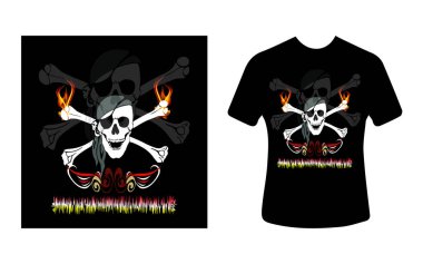 Grafik tişört tasarımı, kafatası ile tipografi sloganı, t-shirt için vektör illüstrasyonu