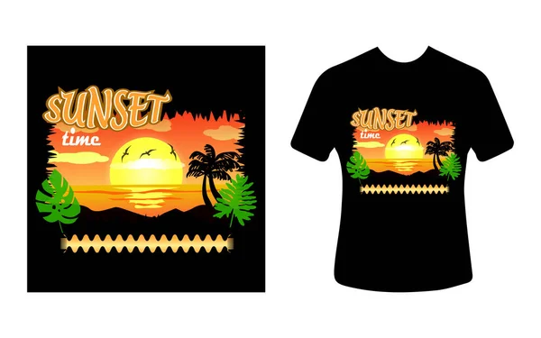 Σχεδιασμός Γραφικών Shirt Σλόγκαν Τυπογραφίας Sunset Time Διανυσματική Απεικόνιση Για — Διανυσματικό Αρχείο