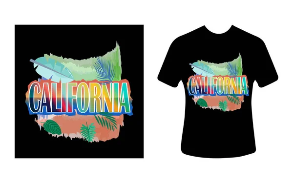 Shirt Grafica Slogan Tipografico Con California Illustrazione Vettoriale Shirt — Vettoriale Stock