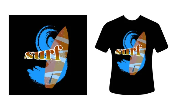 Graphic Shirt Design Typography Slogan Surf Vector Illustration Shirt — Stock Vector