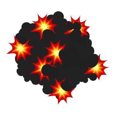 Çizgi film dinamiti ya da bomba patlaması. Bum bulutlar ve duman.