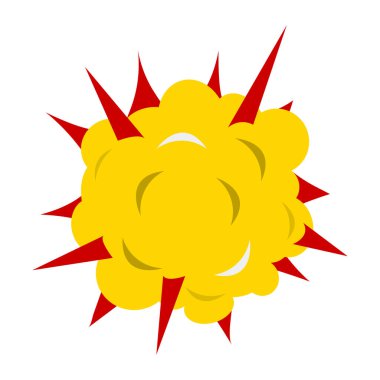 Çizgi film dinamiti ya da bomba patlaması. Bum bulutlar ve duman. Patlayıcı. ateş.