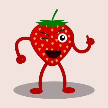 Tatlı çilek vektör karakteri. Çizgi film. çizgi roman.