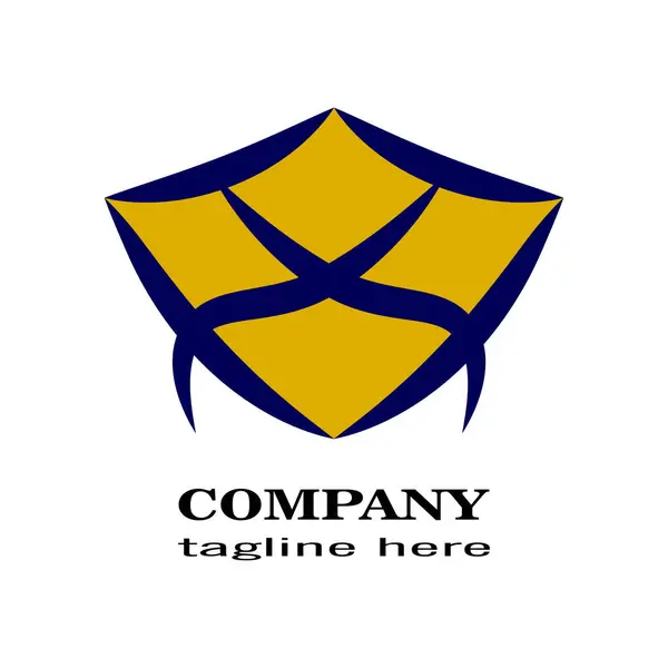 Soyut eğri çizgi logosu. mavi ve sarı.