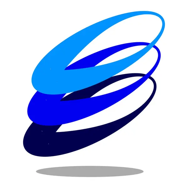 Modern Şekil Logo Tasarımı Üçlü Mavi Daire — Stok Vektör