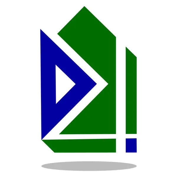 Design Logotipo Geometria Moderna Logotipo Azul Forma Verde —  Vetores de Stock
