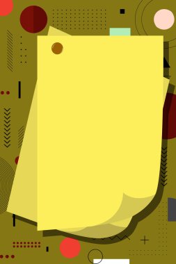 Yaratıcı ve estetik olarak boş yırtık kağıt sayfaları. Geometrik renkli arkaplan.