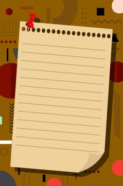 Yaratıcı ve estetik olarak boş yırtık kağıt sayfaları. Geometrik renkli arkaplan.