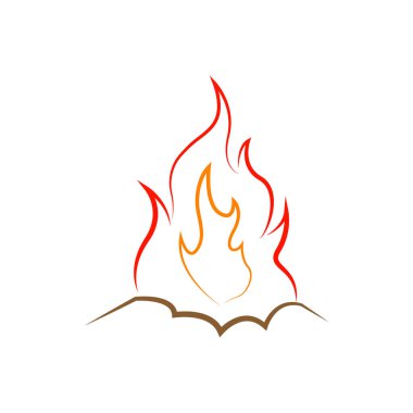 Alev ikonu ateşle. Beyaz arkaplanda soyut şekilde kırmızı alev.