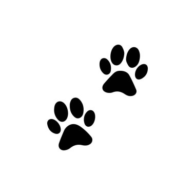 Ayak izi hayvanı. Pençe izi çıkartması. Köpek ya da kedi simgesi tasarımı.