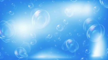 Bulanık bokeh etkisi altında parçacıkları hareket ettiren soyut mavi arkaplan. daire sabunu.