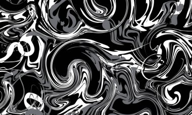 Soyut sıvı tasarımı. siyah ve beyaz sıvı. siyah arkaplan.