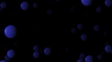 Çembersiz, soyut siyah zemin, 3D mavi top daireleri hareketi.