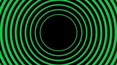 Siyah ekranda yeşil daire geçişleri. çizgi film animasyon dalgalı.