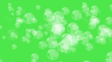 Sabun köpükleri yeşil ekran arkaplanından akıyor. yumuşak hareket canlandırması.
