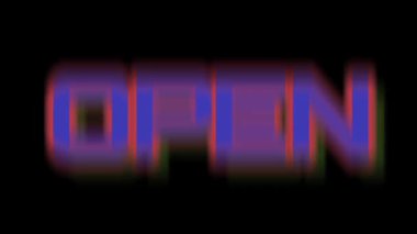 Neon ışığı canlandırma metni açık. renkli metin.