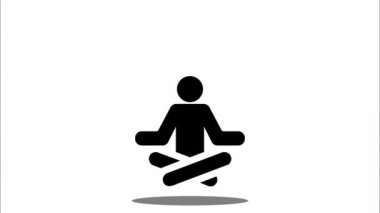 Meditasyon yapan bir adamın animasyonu. çizgi film siyah hareket.