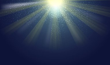 Mavi gökyüzünde parlak bir güneş ve parlayan lensler. Doğa parlak bir ışık. boşluk boşluk.