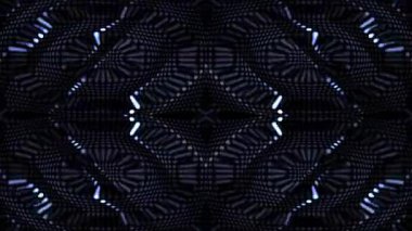 Geometrik dalgalı desenli kaleydoskop pürüzsüz ışık mozaik koyu arkaplan.