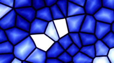 Hareketli, parlak mavi çokgen mozaik deseninin gerçekçi soyut döngü animasyonu. Parlak altıgenler.