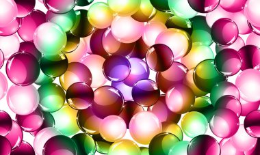 Siyah arka planda renkli toplar. dairesel yumuşak parlaklık.