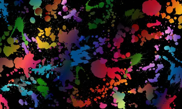 Siyah arka planda renkli lekeler ve spreyler.