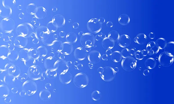 Mavi arka planda hava sabunu köpükleri. yumuşak daire baloncukları.
