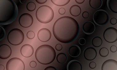 Soyut sıvı halkalar hologram renk arkaplanı. küresel kabarcık koyu kahverengi arkaplan.