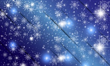 Yıldızlı ve bulanık ışıklı mavi arkaplan.