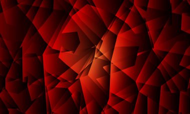 Üst üste binen kırmızı çokgenler içeren soyut geometrik arkaplan. Parlak kristal kırmızı.