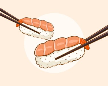 Ebi sushi cartoon illustration