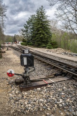 outdoor railway railway switch in nature clipart