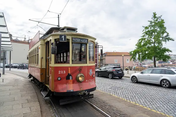 2023 Porto Portugal Traditional Tram Red Color Porto — Stock Photo, Image