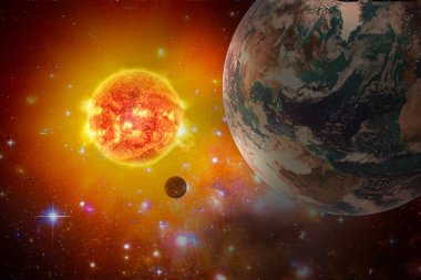 Güneş ve güneş sistemi kavramı bu görüntünün fantezi elementleri NASA tarafından desteklenmektedir. .