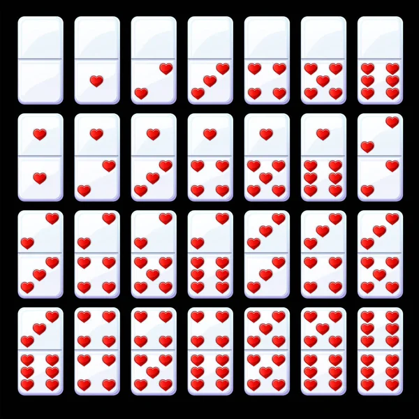 Set Isolated Valentine Classic Dominoes Hearts Collection Romantic Domino Chips — Photo