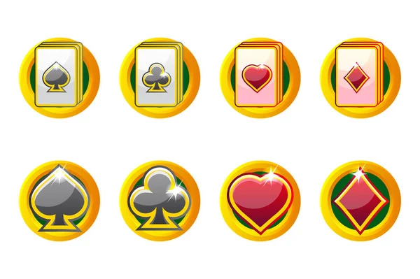 Playing Card Icon Casino Slots Poker Icon Set — Stock Vector