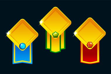 Rewards bonus UI icons in rhombus shape. Level up icon.Element for mobile game or web apps. Graphical 2D element for UI and GUI. Vector illustration.
