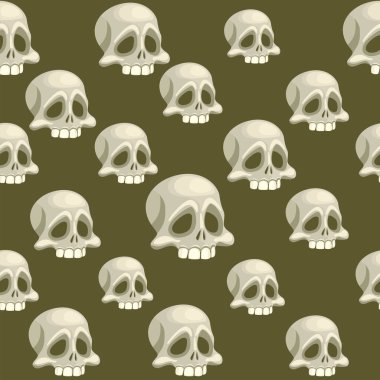Seamless pattern with Human skull, head of skeleton. Symbol of death or dangerous. Element for halloween holiday.