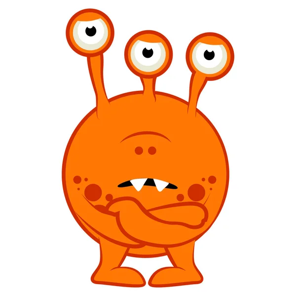 Cartoon Monster Halloween Vector Illustration Orange Monster Baby Sticker — Vettoriale Stock