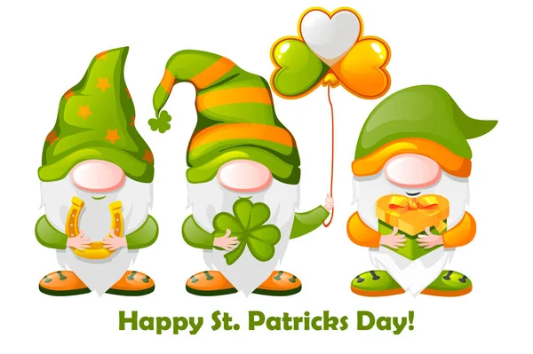Зеленые Ирландские Гномы Векторная Иллюстрация Happy Patricks Day — стоковый вектор