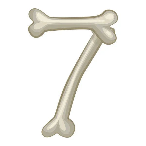 骨の数7ベクトルの数字7 漫画は白を背景に数字を隔離 — ストックベクタ