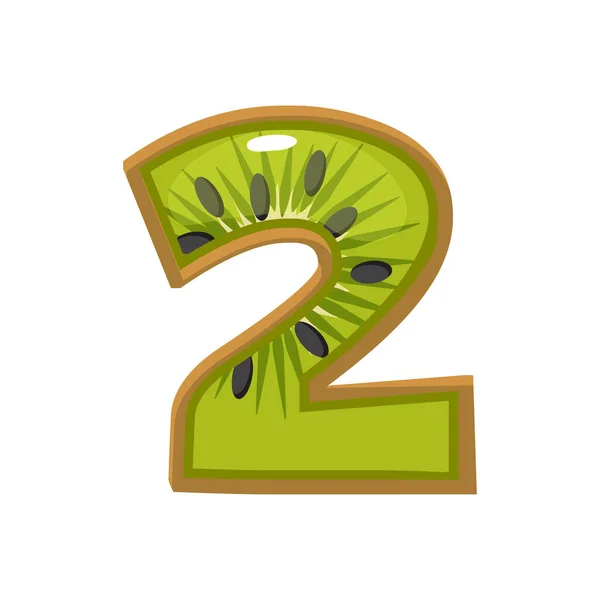 Tecknad Frukt Kiwi Nummer Siffran Två Liknande Jpg Kopia — Stockfoto
