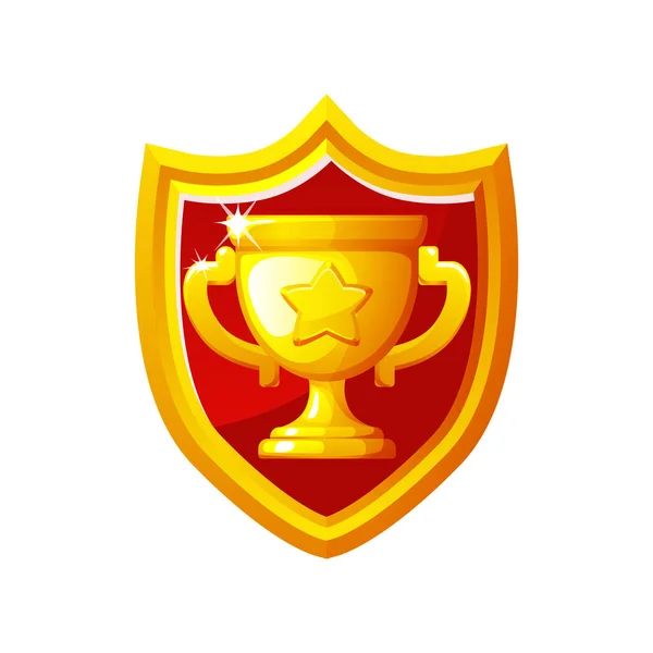 Χρυσό Βραβείο Ασπίδας Και Κύπελλο Εικονίδιο Διάνυσμα Για Παιχνίδια — Διανυσματικό Αρχείο